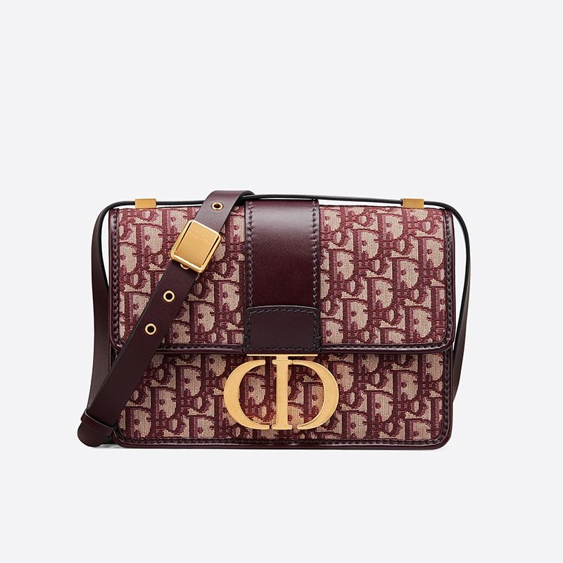 Dior 30 Montaigne Bag Oblique Motif Canvas Burgundy Hot Sale