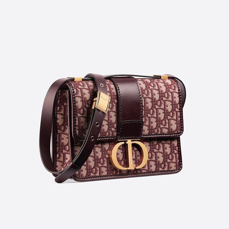 Dior 30 Montaigne Bag Oblique Motif Canvas Burgundy Hot Sale