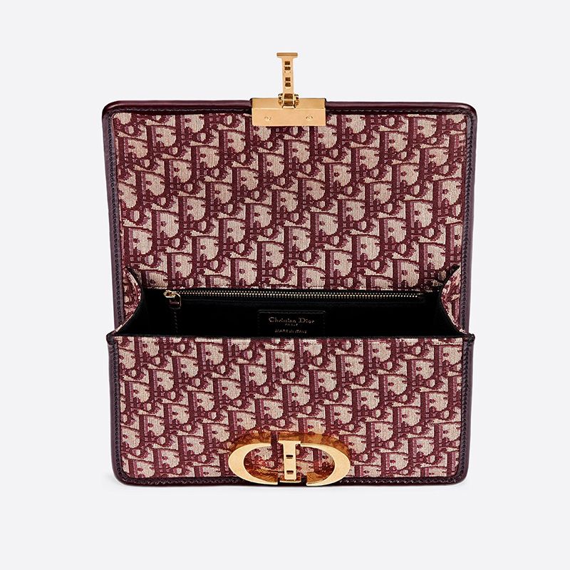 Dior 30 Montaigne Bag Oblique Motif Canvas Burgundy Hot Sale