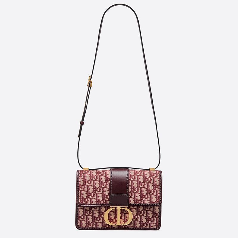 Dior 30 Montaigne Bag Oblique Motif Canvas Burgundy Hot Sale