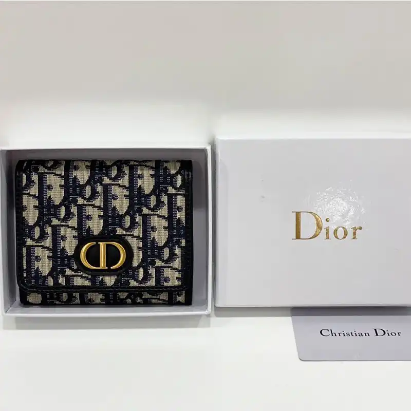 Affordable Hot Dior 30 Montaigne Lotus Wallet Oblique Motif Canvas Black