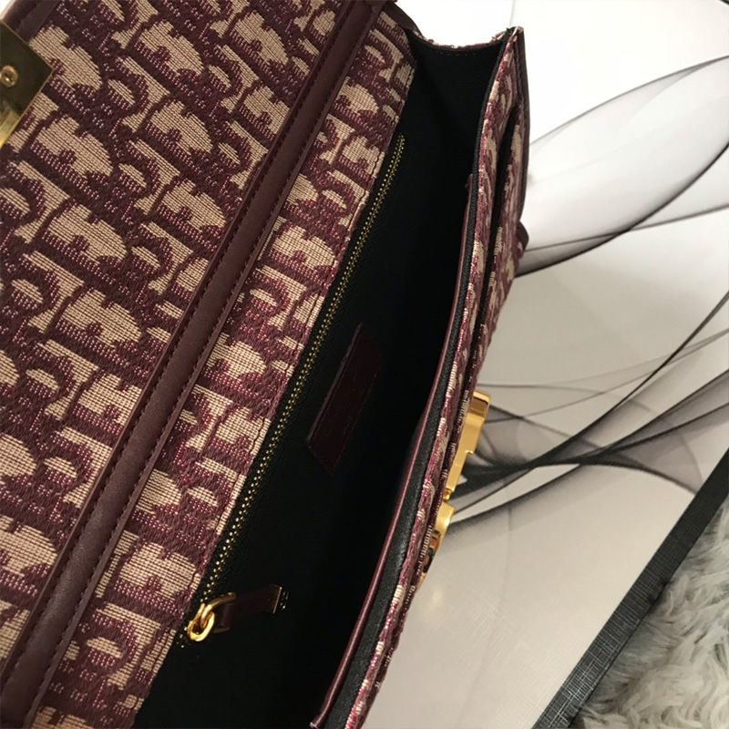 Dior 30 Montaigne Pouch Oblique Motif Canvas Burgundy Hot Sale