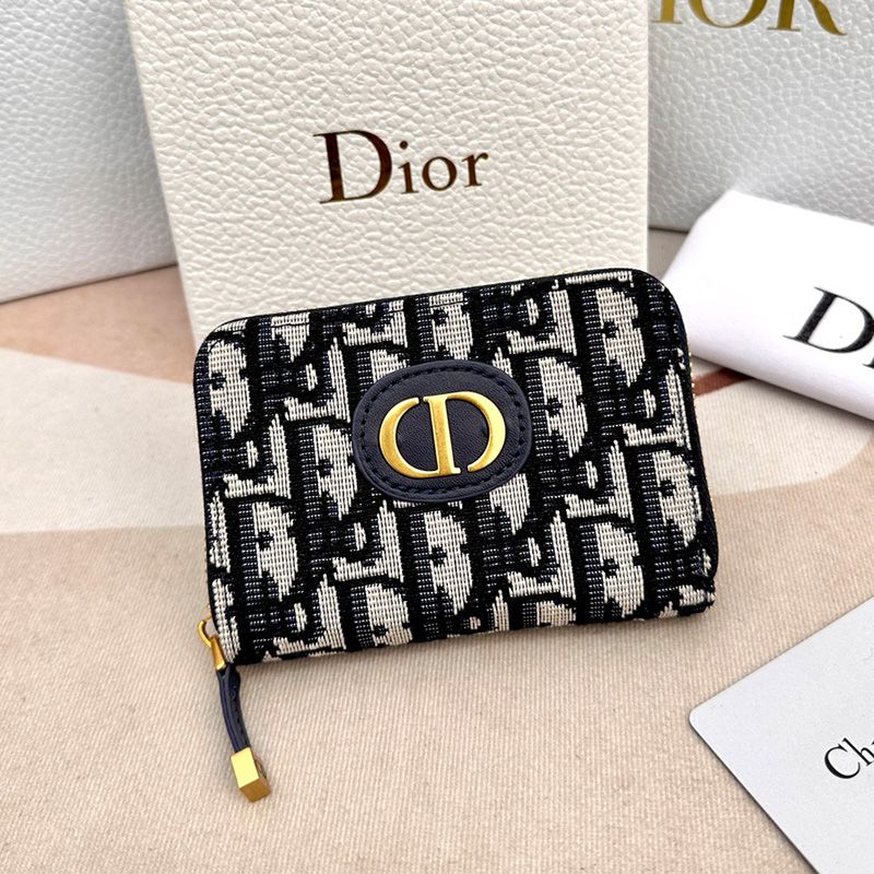 Dior 30 Montaigne Voyageur Zip Wallet Oblique Motif Canvas Black Hot Sale