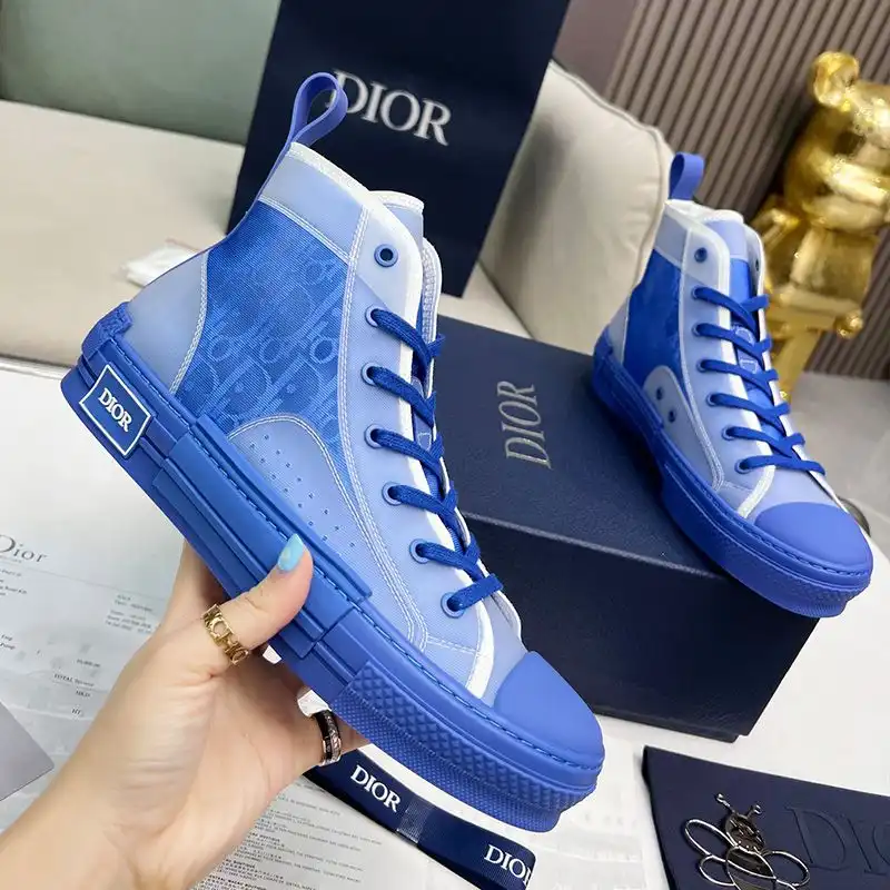 Cheap Dior B23 High-Top Sneakers Unisex Oblique Motif Canvas Blue