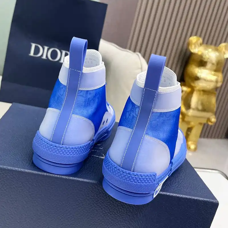 Affordable Hot Dior B23 High-Top Sneakers Unisex Oblique Motif Canvas Blue