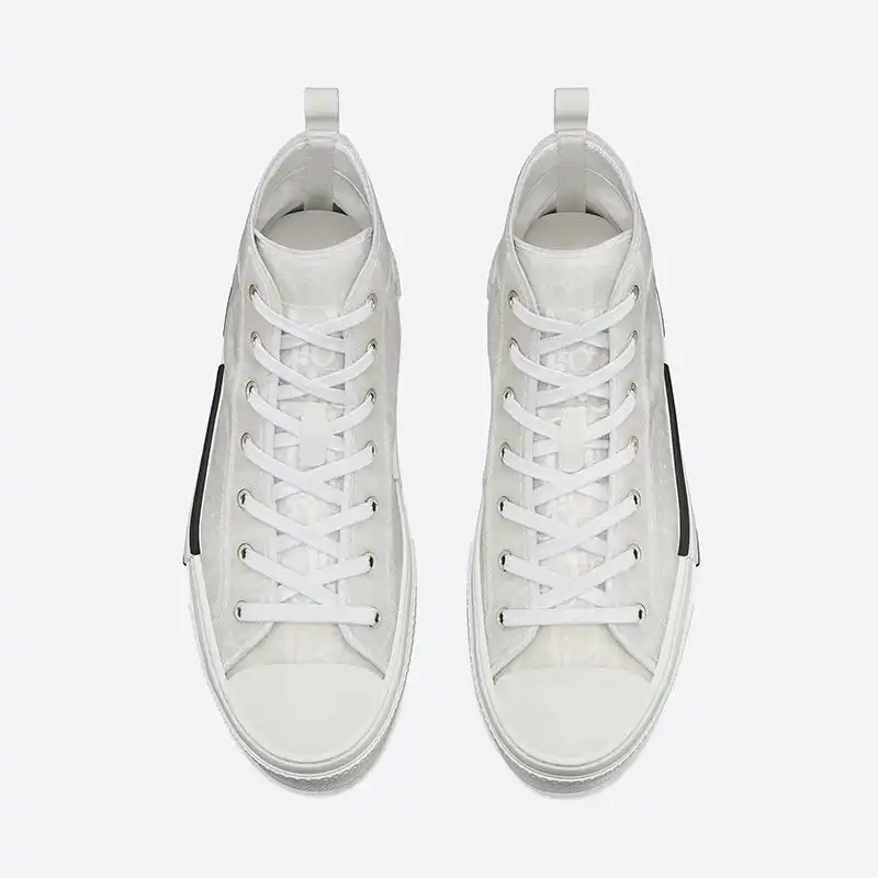 Affordable Hot Dior B23 High-Top Sneakers Unisex Oblique Motif Canvas White