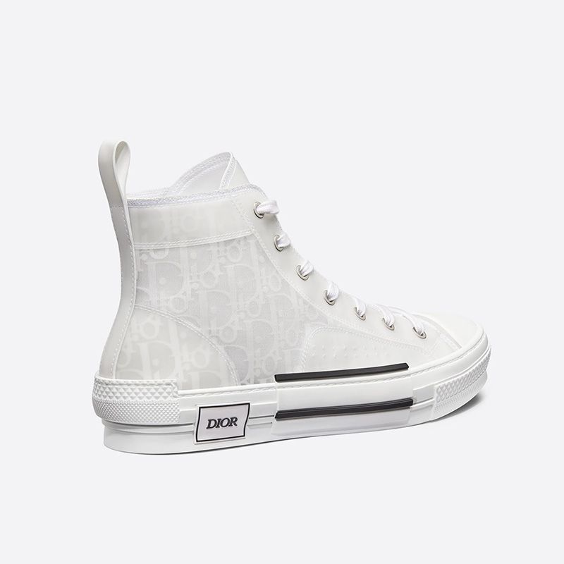 Dior B23 High-Top Sneakers Unisex Oblique Motif Canvas White Hot Sale