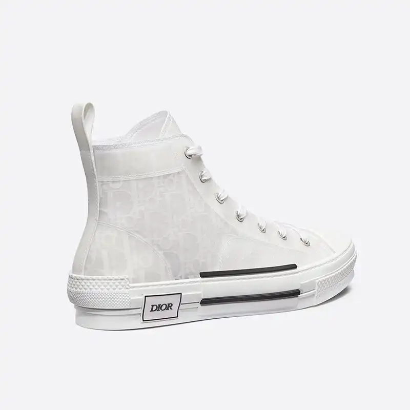 Affordable Hot Dior B23 High-Top Sneakers Unisex Oblique Motif Canvas White