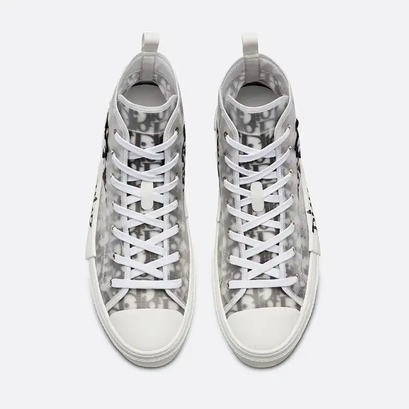 Affordable Hot Dior B23 High-Top Sneakers Unisex Shawn Bee Oblique Motif Canvas White