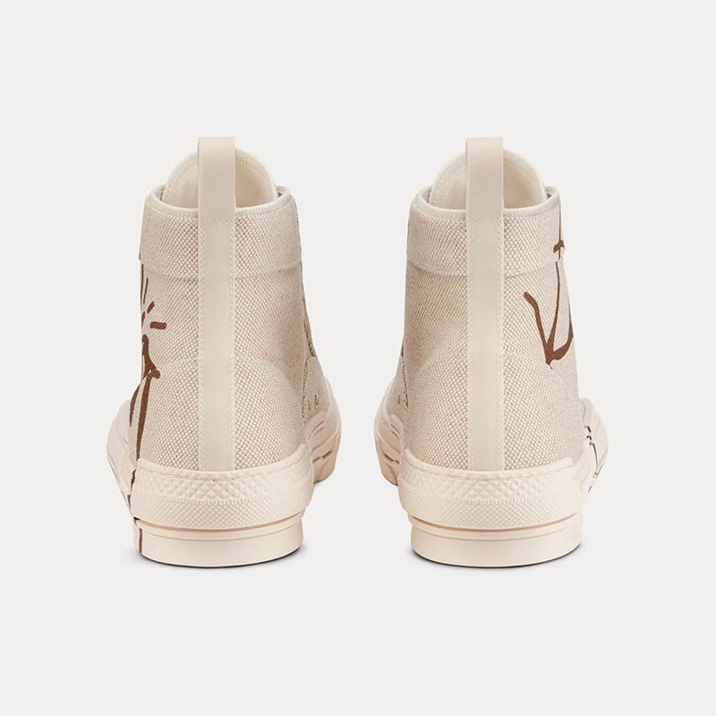 Hot Dior B23 High-Top Sneakers Unisex Cactus Jack Dior Motif Canvas Beige