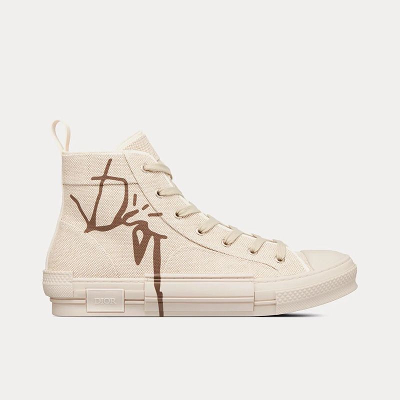 Hot Dior B23 High-Top Sneakers Unisex Cactus Jack Dior Motif Canvas Beige