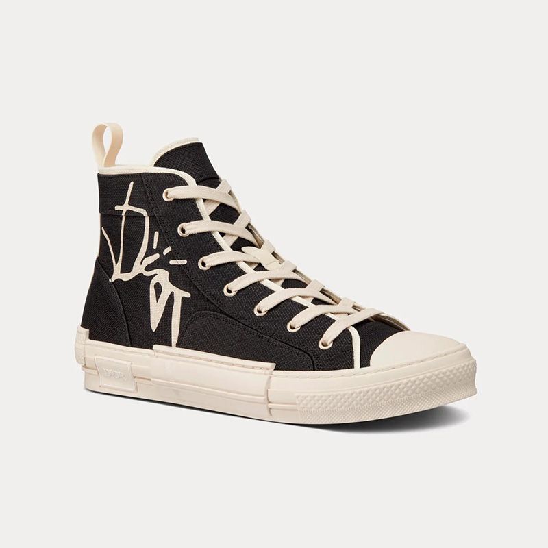 Hot Dior B23 High-Top Sneakers Unisex Cactus Jack Dior Motif Canvas Black