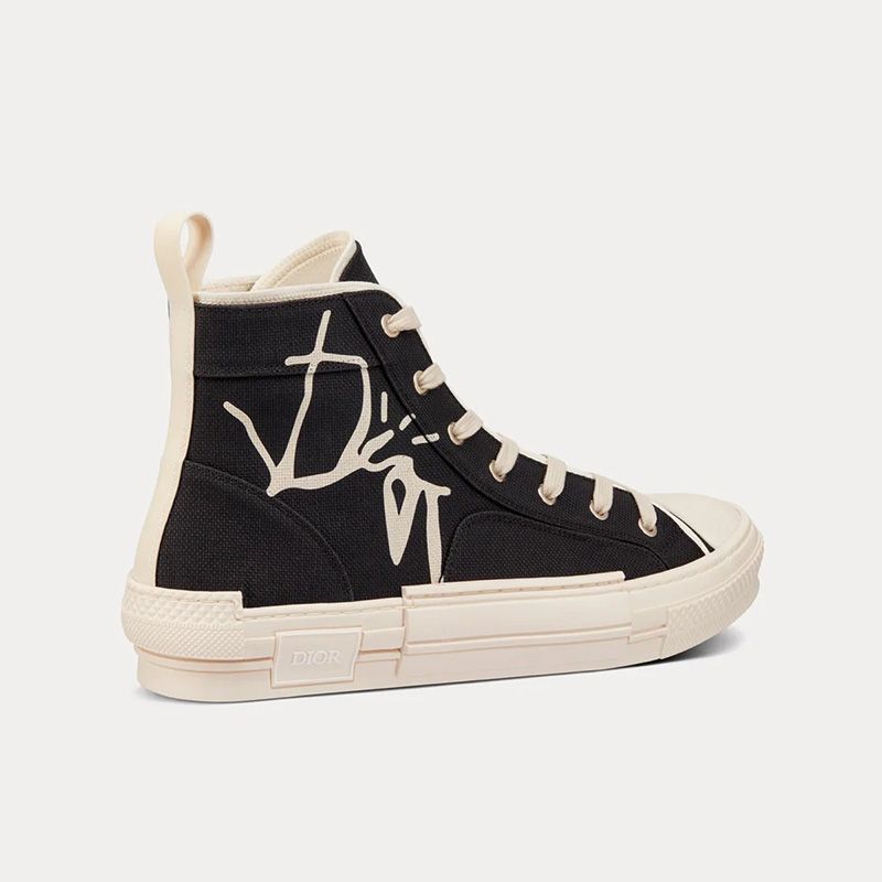 Hot Dior B23 High-Top Sneakers Unisex Cactus Jack Dior Motif Canvas Black