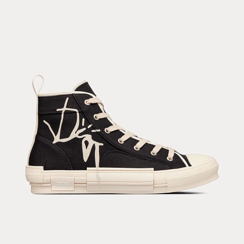 Hot Dior B23 High-Top Sneakers Unisex Cactus Jack Dior Motif Canvas Black