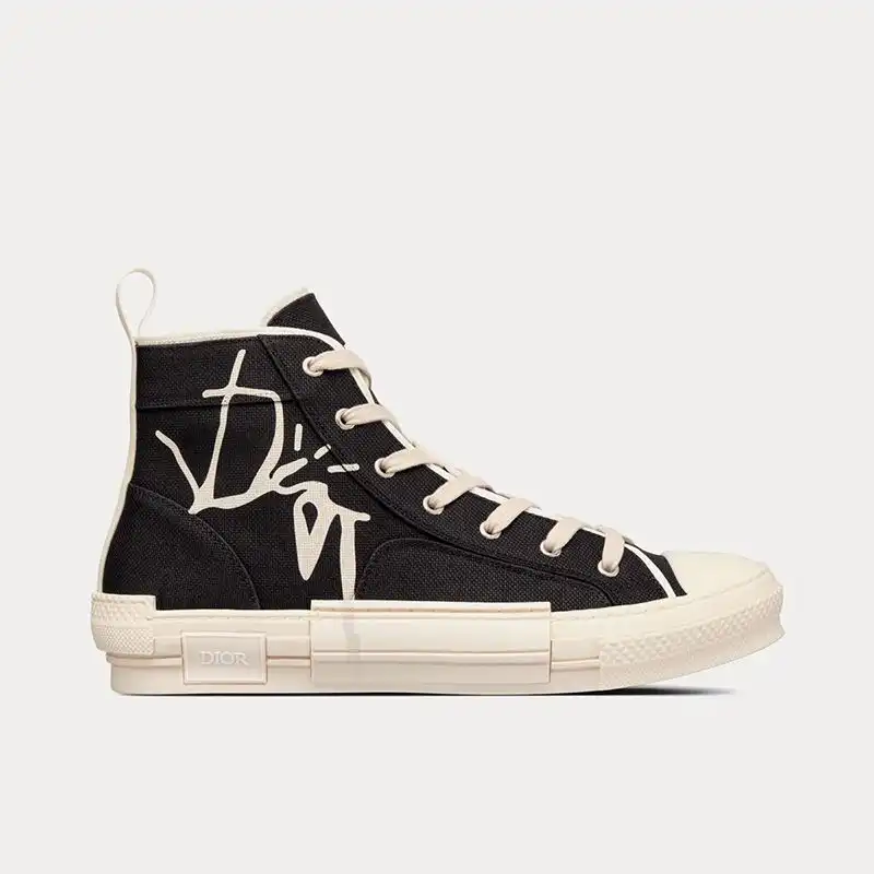 Affordable Hot Dior B23 High-Top Sneakers Unisex Cactus Jack Dior Motif Canvas Black