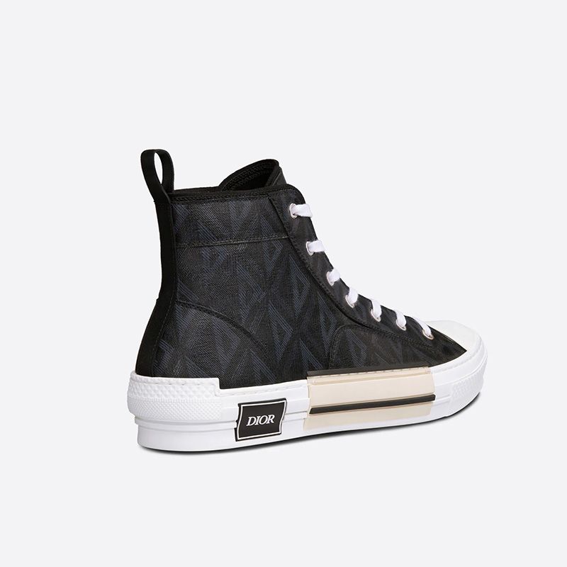 Hot Dior B23 High-Top Sneakers Unisex CD Diamond Motif Canvas Black