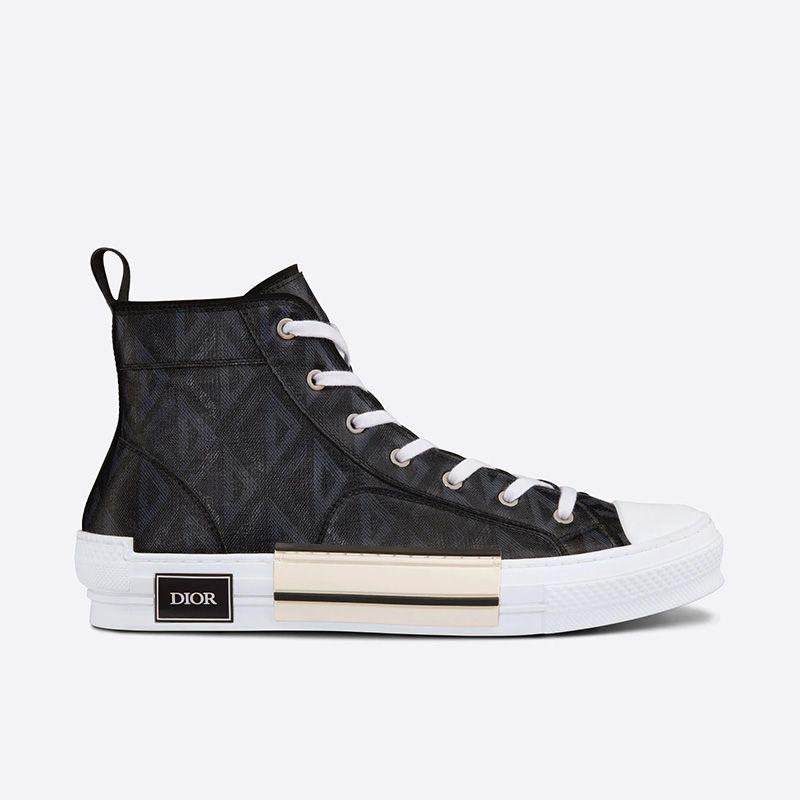 Hot Dior B23 High-Top Sneakers Unisex CD Diamond Motif Canvas Black