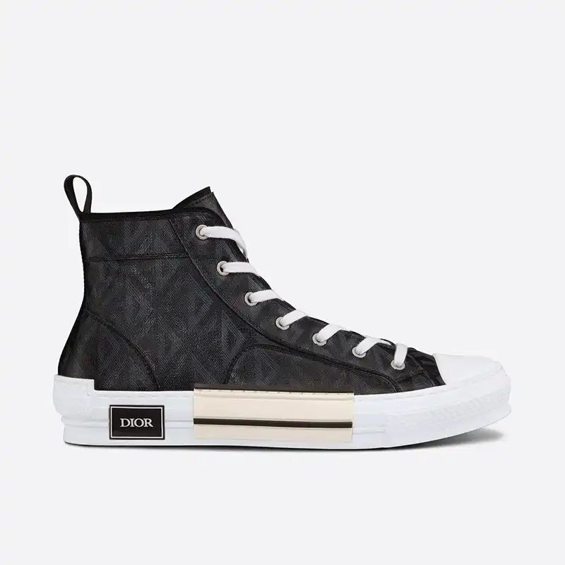 Cheap Hot Dior B23 High-Top Sneakers Unisex CD Diamond Motif Canvas Black