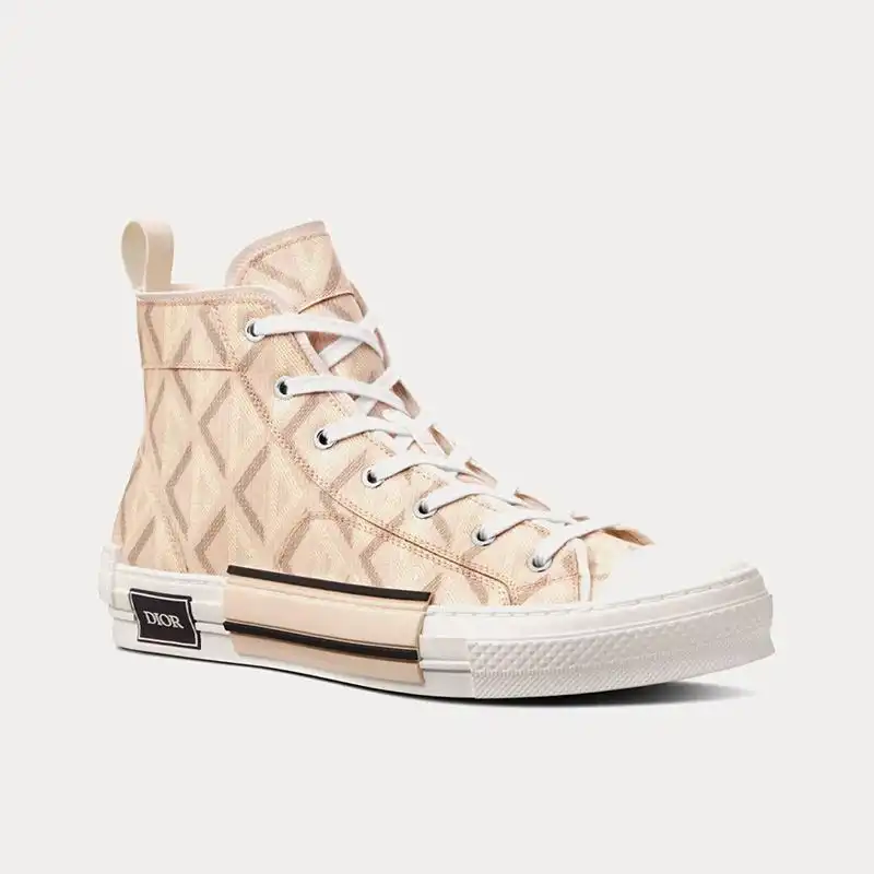 Hot Dior B23 High-Top Sneakers Unisex CD Diamond Motif Canvas Brown