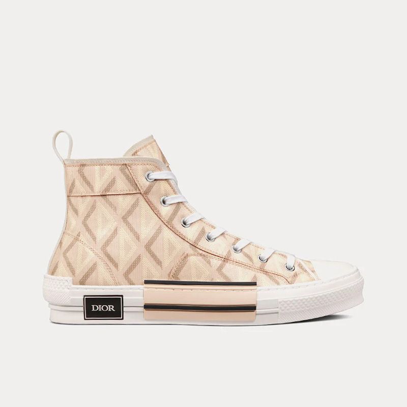 Hot Dior B23 High-Top Sneakers Unisex CD Diamond Motif Canvas Brown