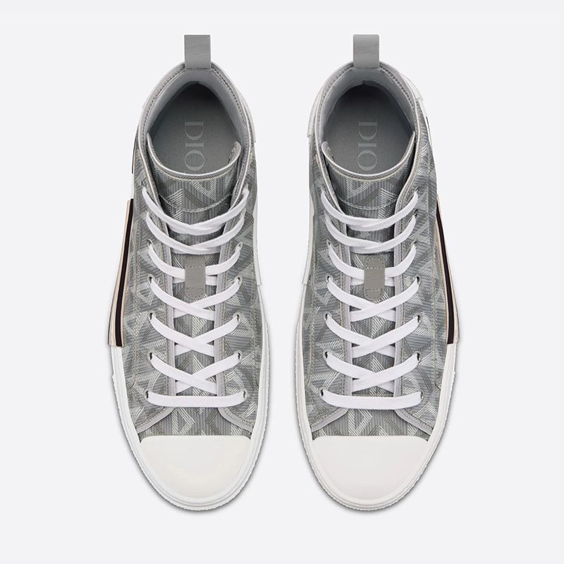 Hot Dior B23 High-Top Sneakers Unisex CD Diamond Motif Canvas Grey