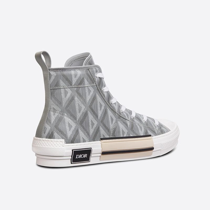 Hot Dior B23 High-Top Sneakers Unisex CD Diamond Motif Canvas Grey