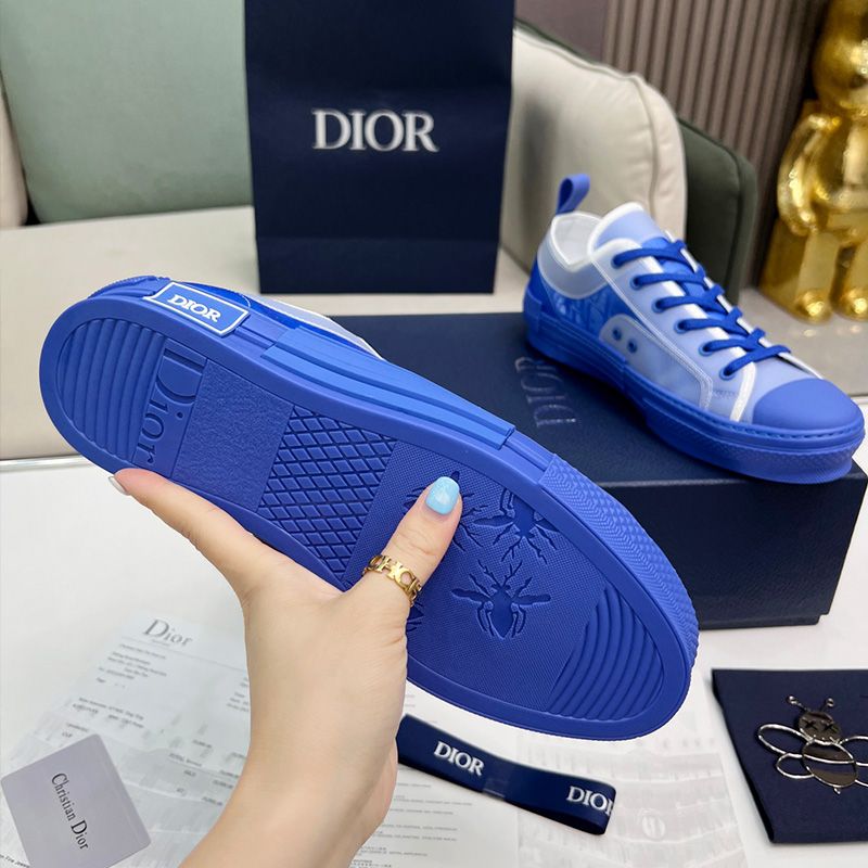 Dior B23 Sneakers Unisex Oblique Motif Canvas Blue Hot Sale