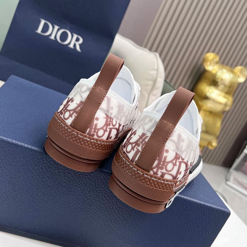 Hot Dior B23 Sneakers Unisex Oblique Motif Canvas Brown