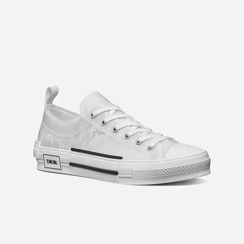 Affordable Hot Dior B23 Sneakers Unisex Oblique Motif Canvas White