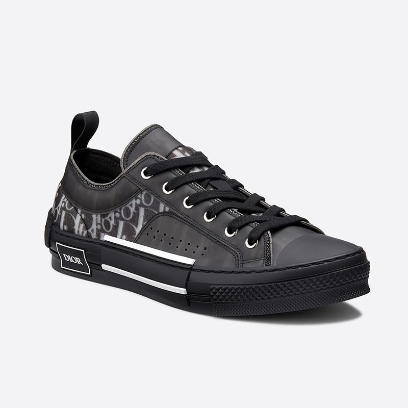 Hot Dior B23 Sneakers Unisex Oblique Motif Canvas with Calfskin Black