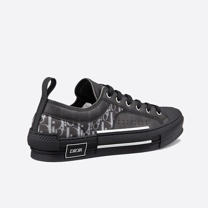 Dior B23 Sneakers Unisex Oblique Motif Canvas with Calfskin Black Hot Sale