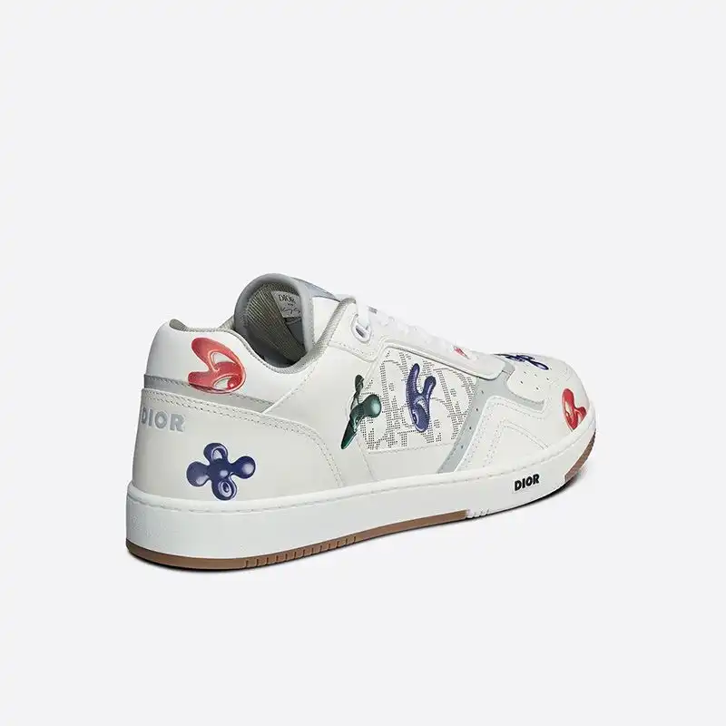 Affordable Hot Dior B27 Sneakers Unisex Kenny Scharf Calfskin White