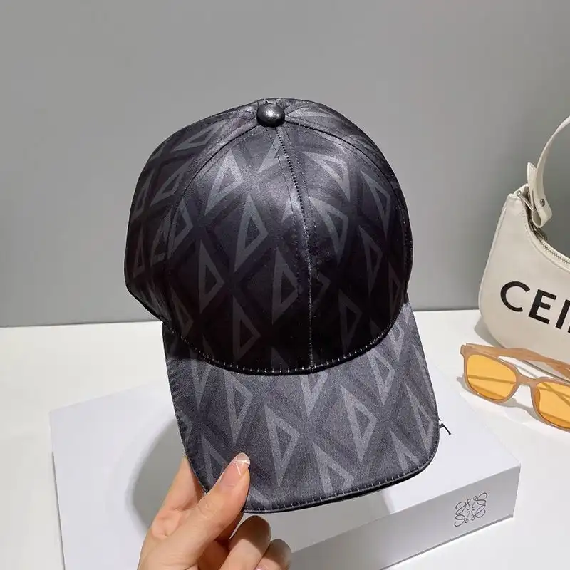 TOP Dior Baseball Cap CD Diamond Motif Cotton Black