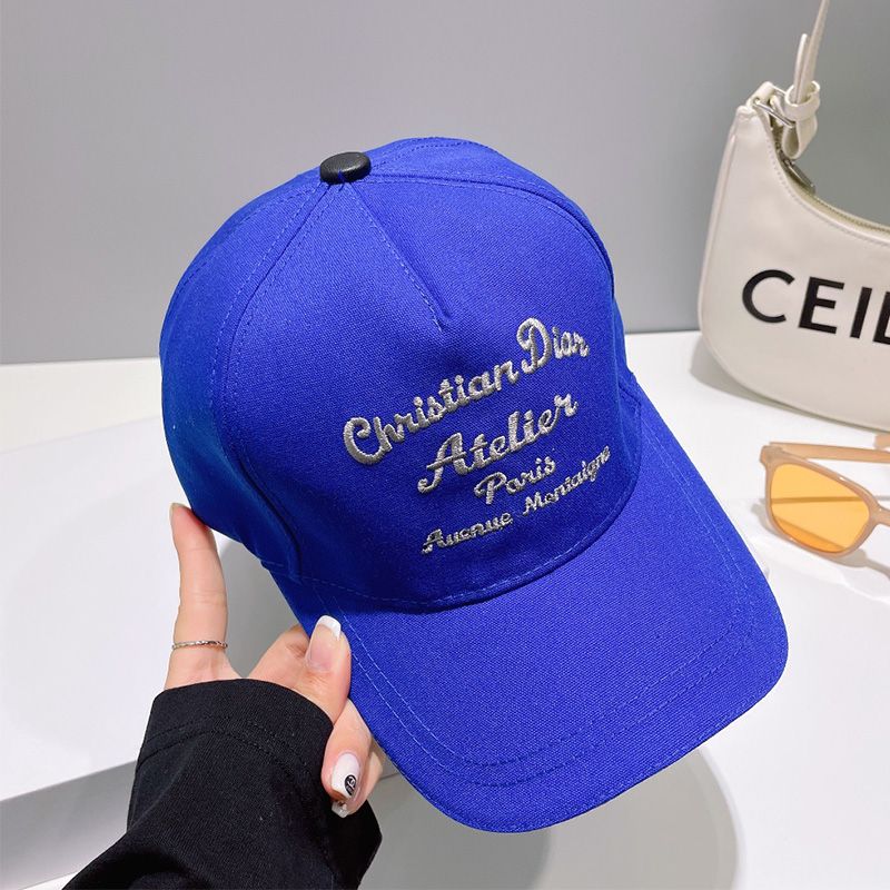 Dior Baseball Cap Christian Dior Atelier Motif Cotton Blue Hot Sale