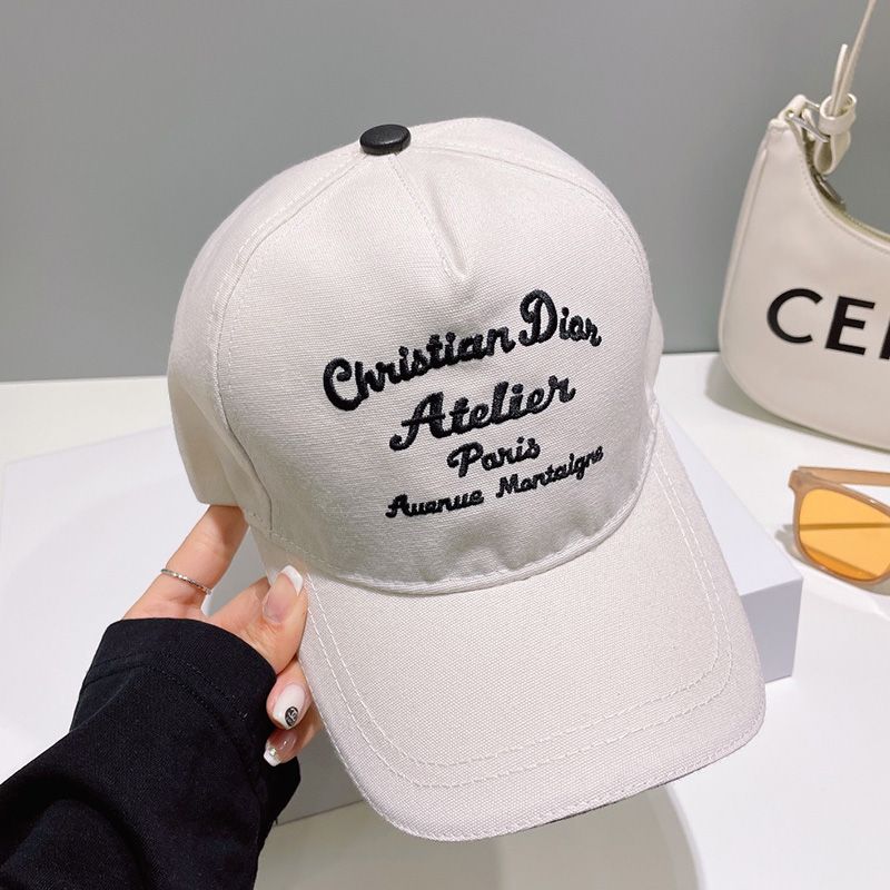 Hot Dior Baseball Cap Christian Dior Atelier Motif Cotton White