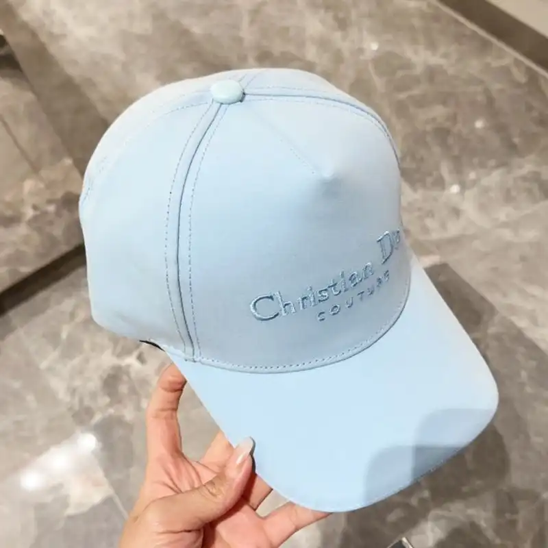 Hot Dior Baseball Cap Christian Dior Couture Motif Cotton Sky Blue