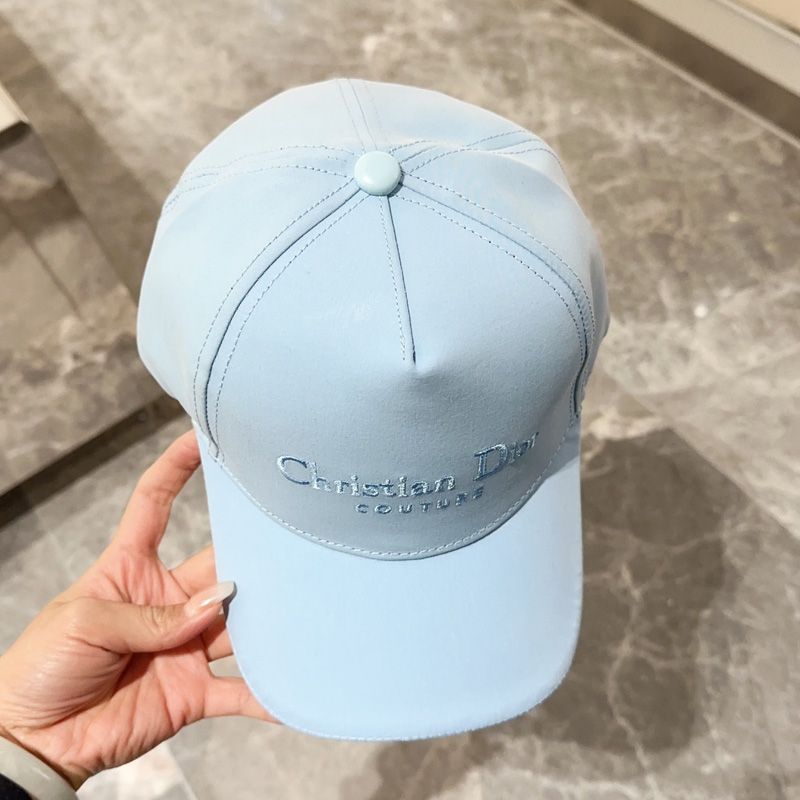 Hot Dior Baseball Cap Christian Dior Couture Motif Cotton Sky Blue