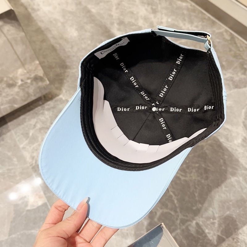 Hot Dior Baseball Cap Christian Dior Couture Motif Cotton Sky Blue