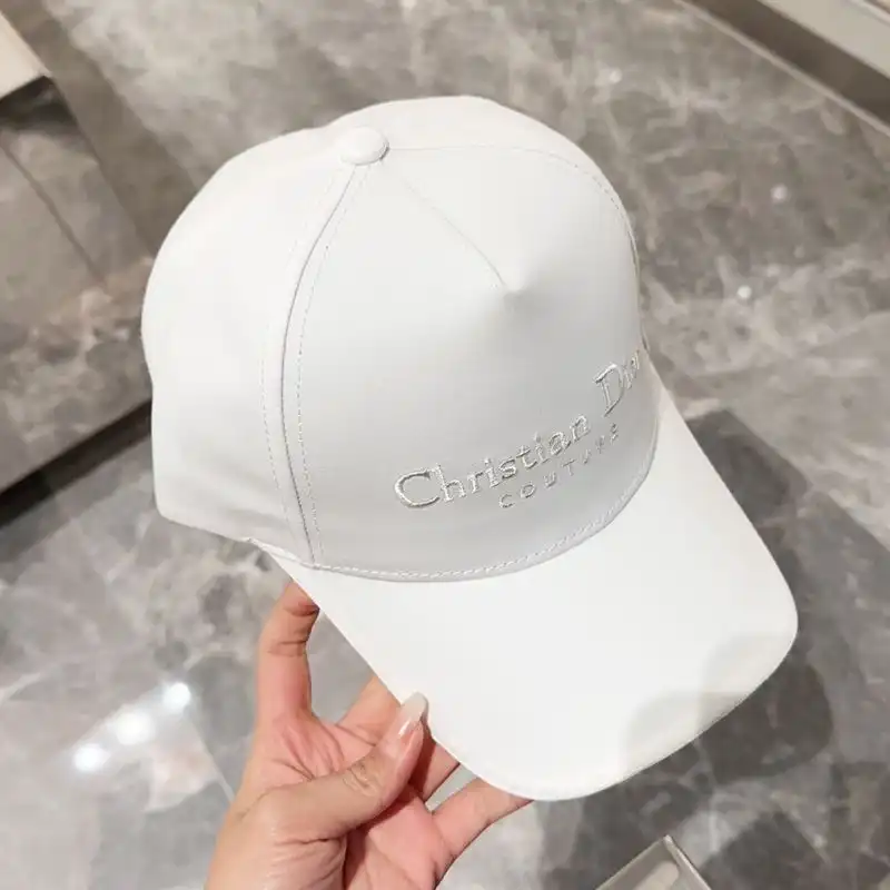 Hot Dior Baseball Cap Christian Dior Couture Motif Cotton White