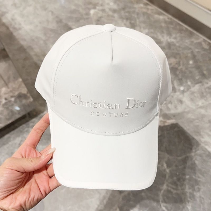 Hot Dior Baseball Cap Christian Dior Couture Motif Cotton White