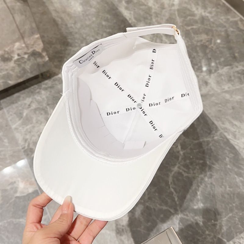 Hot Dior Baseball Cap Christian Dior Couture Motif Cotton White