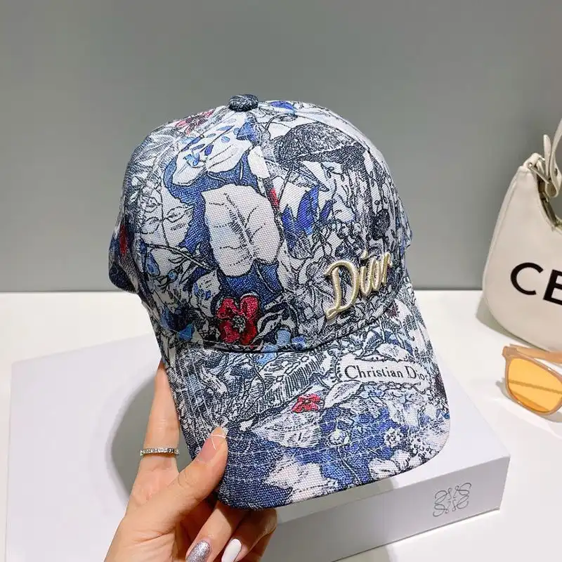 Hot Dior Baseball Cap Jardin Magique Motif Cotton Blue