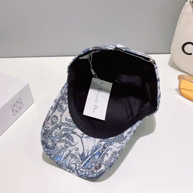 Affordable Hot Dior Baseball Cap Jardin Magique Motif Cotton Blue