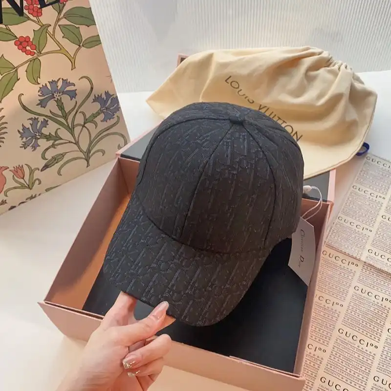 Hot Dior Baseball Cap Oblique Motif Canvas Black