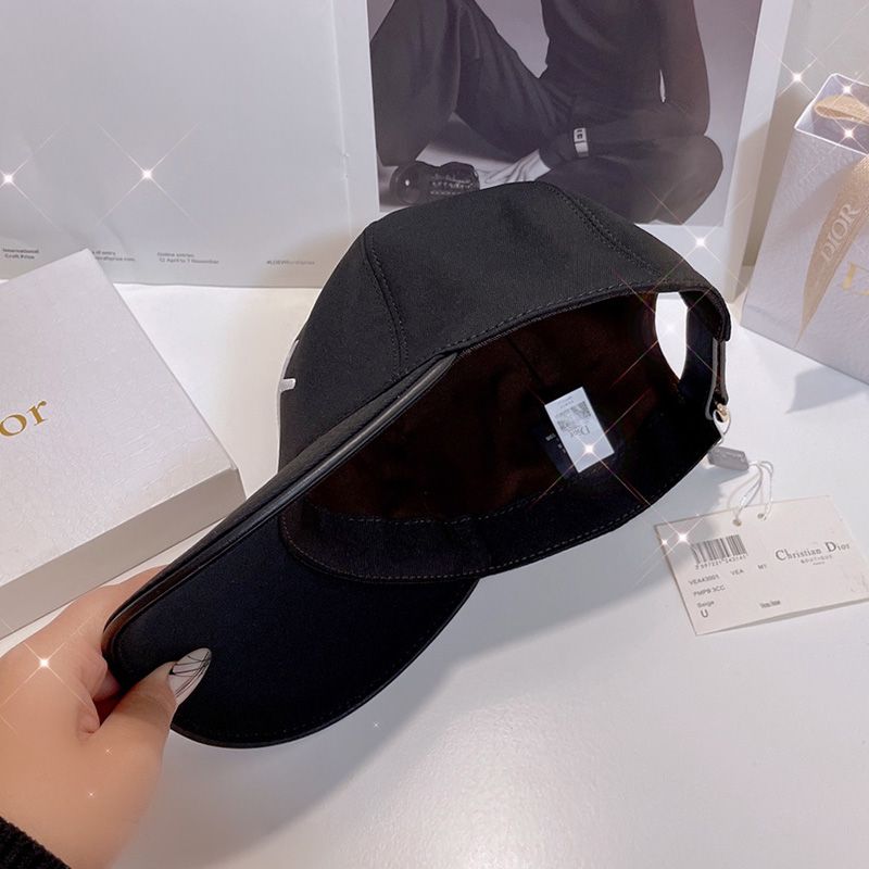 Hot Dior Baseball Cap Shawn Logo Motif Cotton Black