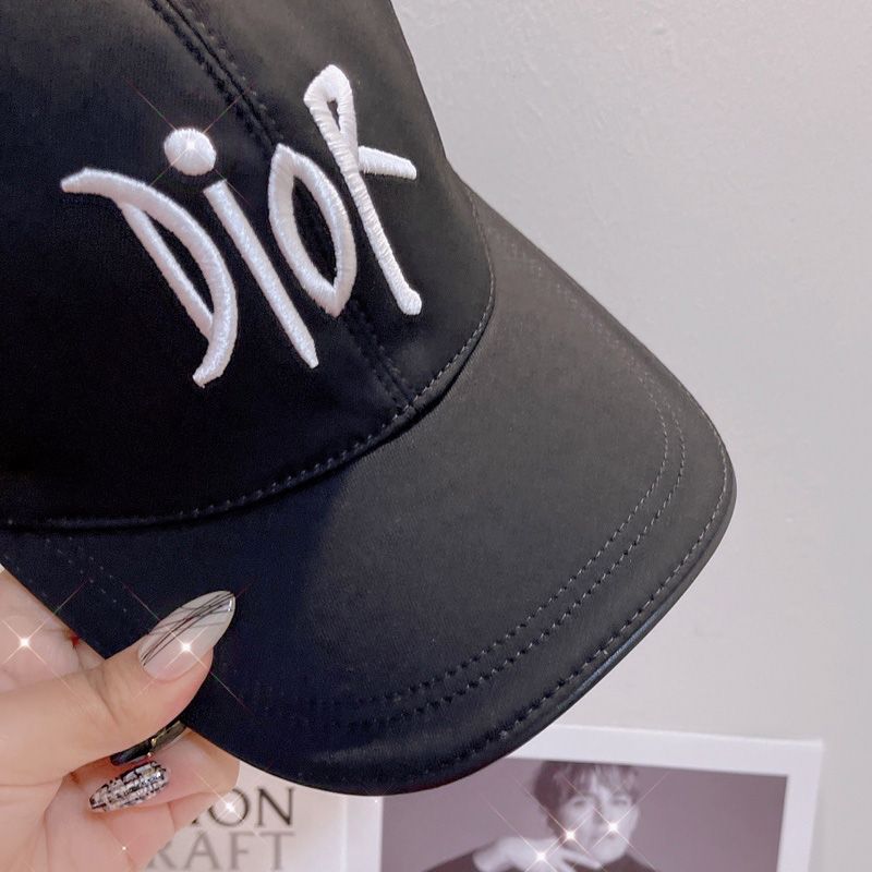 Hot Dior Baseball Cap Shawn Logo Motif Cotton Black