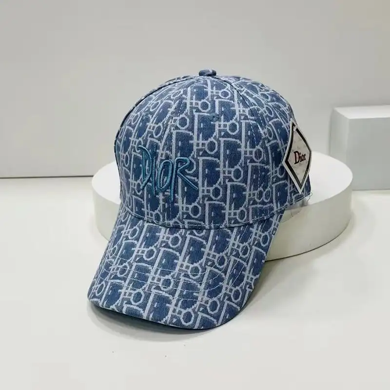 Dior Baseball Cap Shawn Logo Oblique Motif Canvas Blue