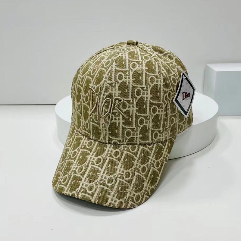 Hot Dior Baseball Cap Shawn Logo Oblique Motif Canvas Green