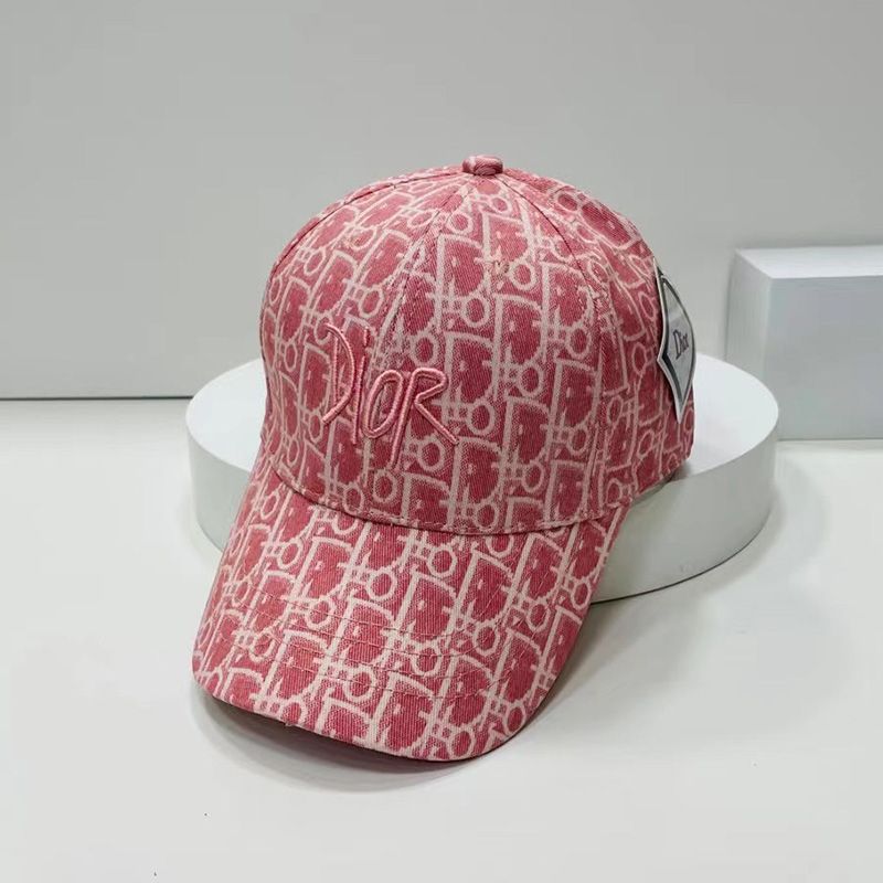 Hot Dior Baseball Cap Shawn Logo Oblique Motif Canvas Pink