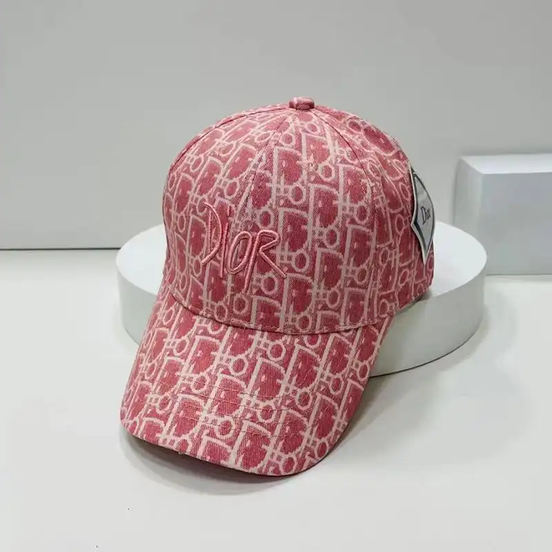 Dior Baseball Cap Shawn Logo Oblique Motif Canvas Pink